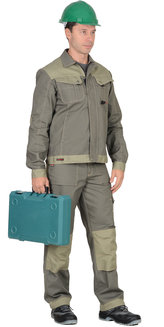 Костюм \"Вест-Ворк\" куртка,брюки т.оливковый со св.оливковым пл. 275 г/кв.м