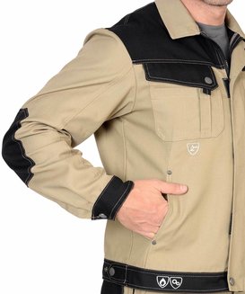 Костюм \"Вест-Ворк\" куртка кор., п/к песочный с черным пл. 275 г/кв.м