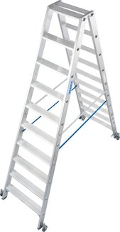 Двухсторонняя стремянка на роликах stabilo 2х10