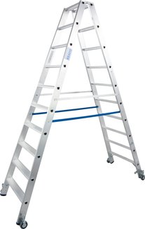 Двухсторонняя стремянка на роликах stabilo 2х10